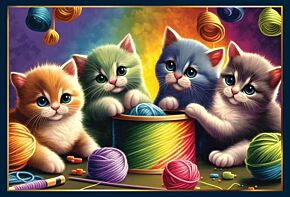 Chatons avec du fil puzzle 1000